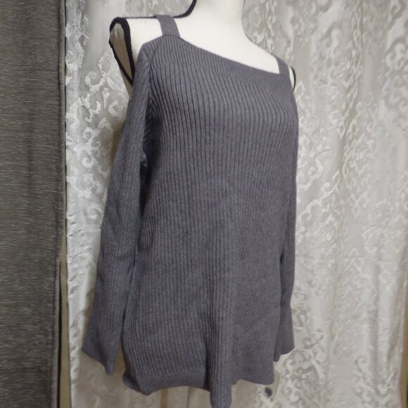 Bar‎ III Ribbed Cold-Shoulder Sweater, L, - Picture 2 of 9